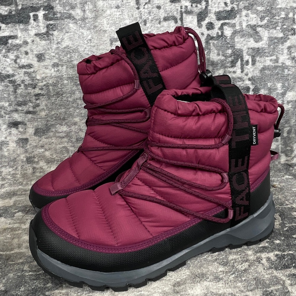 The North Face Womens 10 ThermoBall DryVent Boots Burgundy Black Quilted‎ Winter